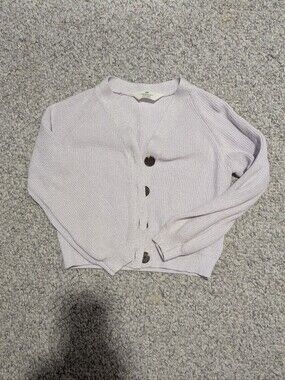 Light Lavender Ribbed Button-Front Girls Cardigan